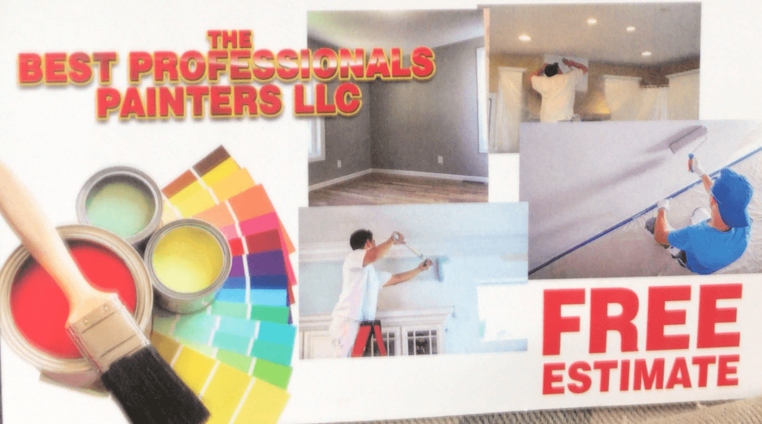 The Best Professionals Painters LLC ad showing painters at work, color swatches, and free estimate.